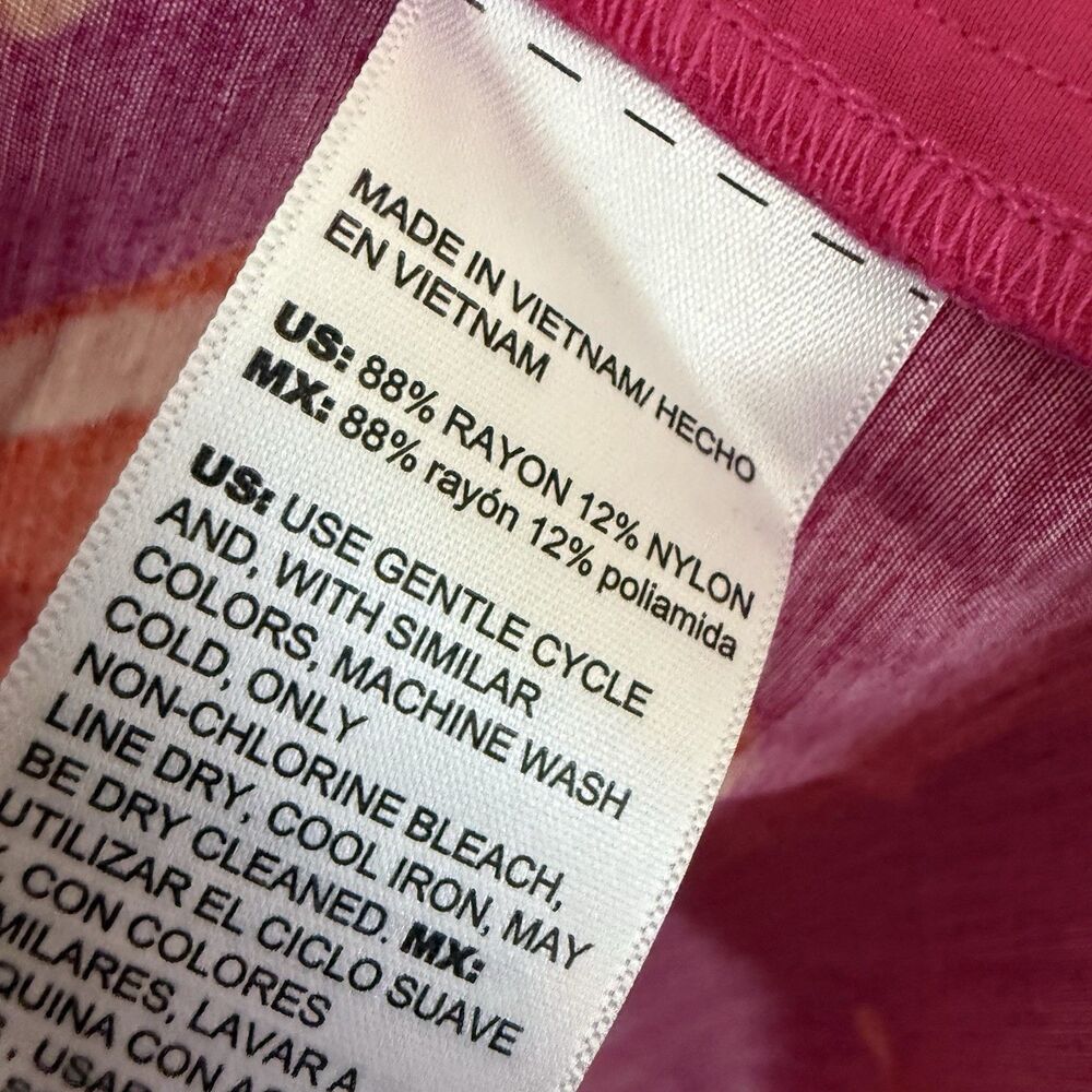Chico's Floral Pants 4T Tall Wide Leg Pockets Beachy Pink Orange Flowy Resort - Picture 9 of 10